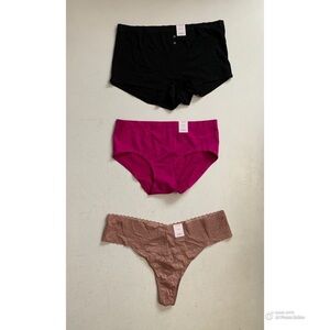 Auden Panty Lot Size 2X Black Boyshort + Pink Hipster + Mauve Thong NWT